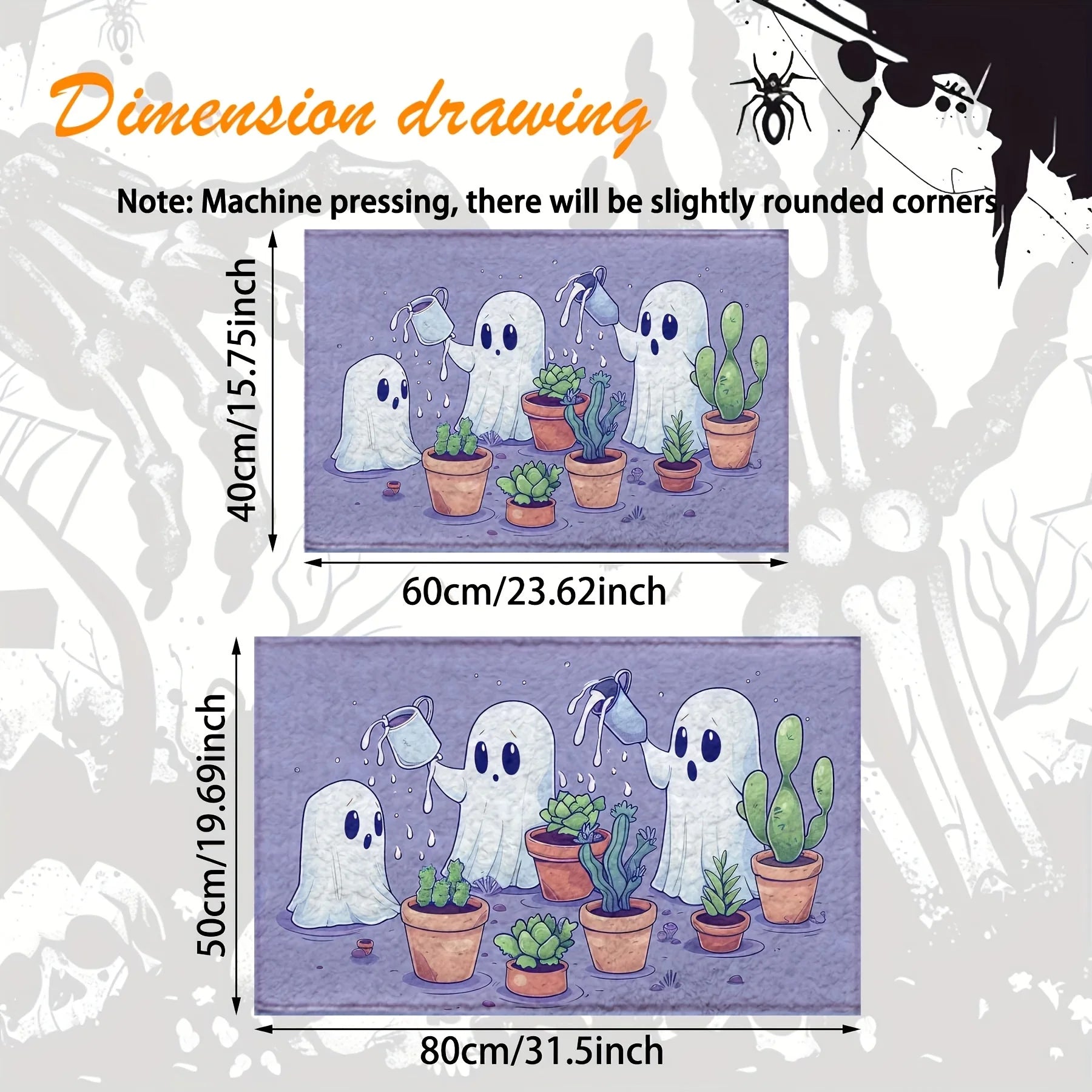 Esjay Lighting | Halloween Carpet Ghost Watering Plants Pattern Non-Slip Bath Mat Entrance Doormat Rug For Bedroom Carpet For Living Room