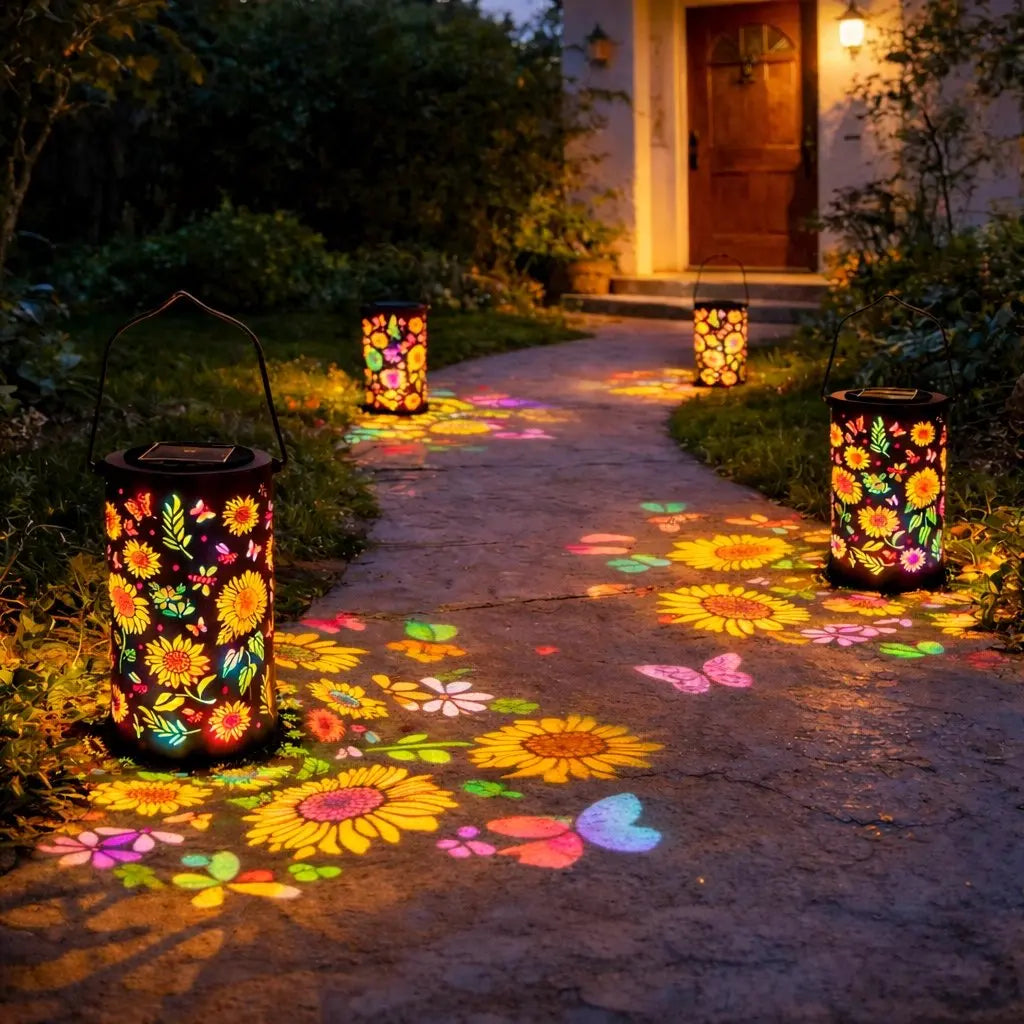 Esjay Lighting | Colorful Solar Sunflower Lantern Waterproof Outdoor Glow Shadow Light Solar Powered for Pathway Lawn Garden Yard Night Decor