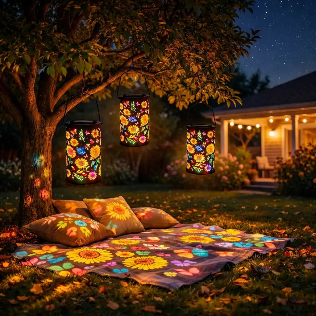 Esjay Lighting | Colorful Solar Sunflower Lantern Waterproof Outdoor Glow Shadow Light Solar Powered for Pathway Lawn Garden Yard Night Decor