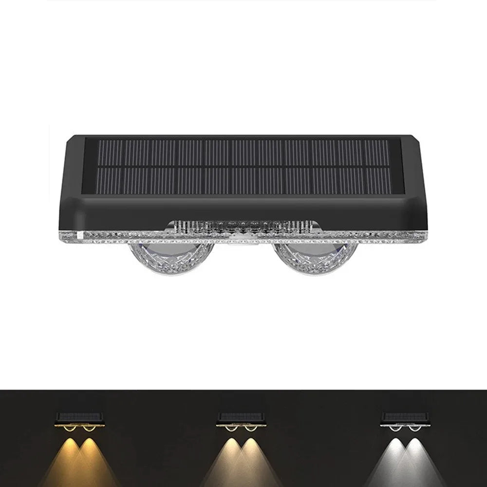 Esjay Lighting | 1/4/8Pcs Solar Wall Lamp RGB and 3Color Lighting Solar Fence Lights Outdoor IP65 Waterproof for Courtyard Decoration Lights