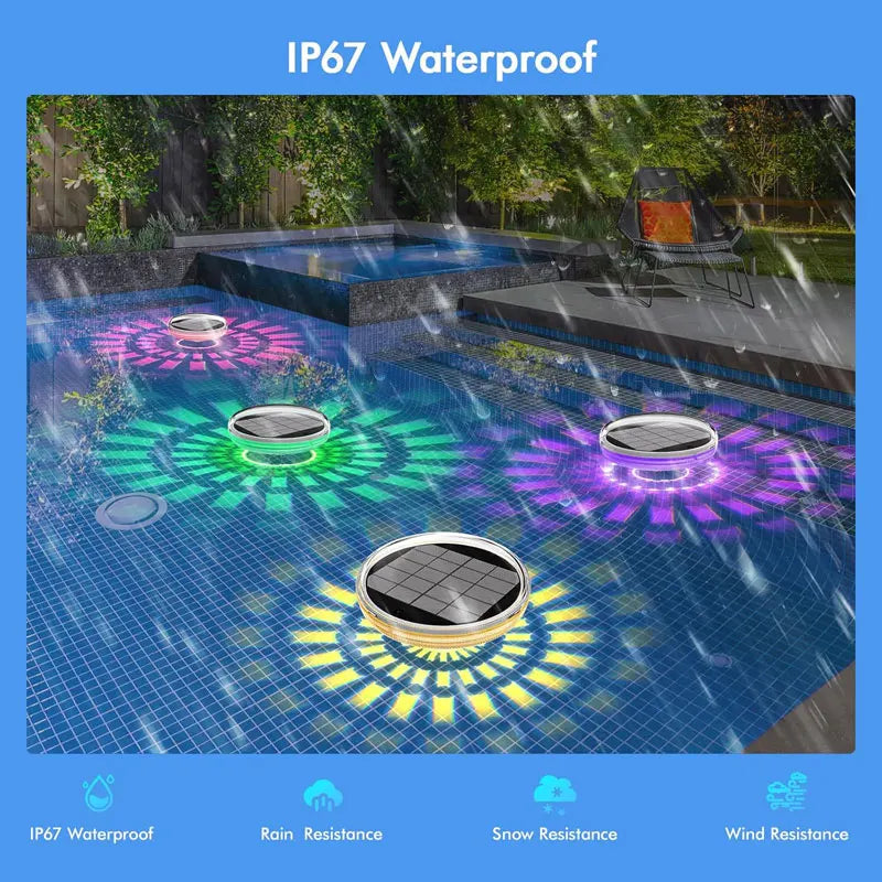 Esjay Lighting | Solar Floating Pool Light, comes with Remote Control, Modes 9 Lighting Modes, Timing Mode IP67 Waterproof for Pool Party