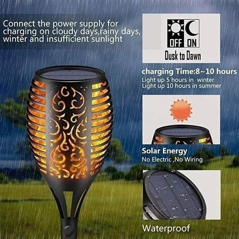 Esjay Lighting | 1/2/4/6/8/10Pcs Solar Flame Torch Lights Flickering Light, Waterproof