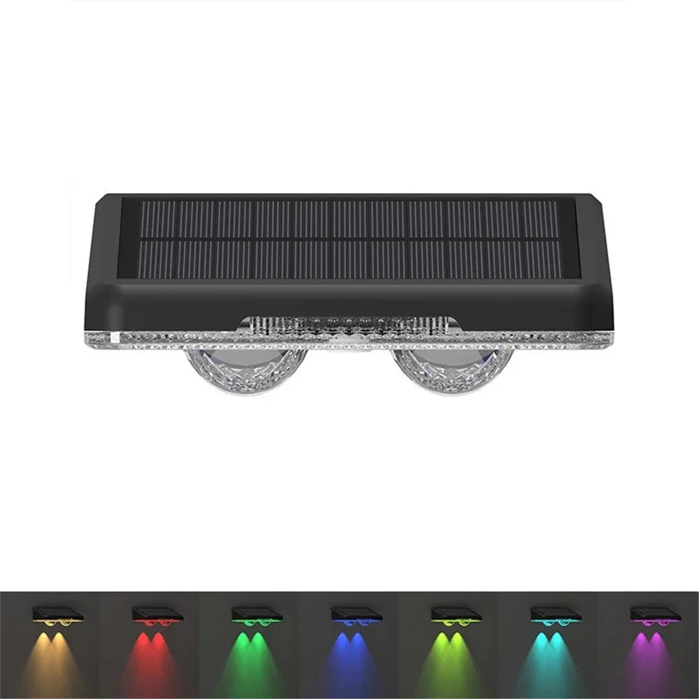 Esjay Lighting | 1/4/8Pcs Solar Wall Lamp RGB and 3Color Lighting Solar Fence Lights Outdoor IP65 Waterproof for Courtyard Decoration Lights