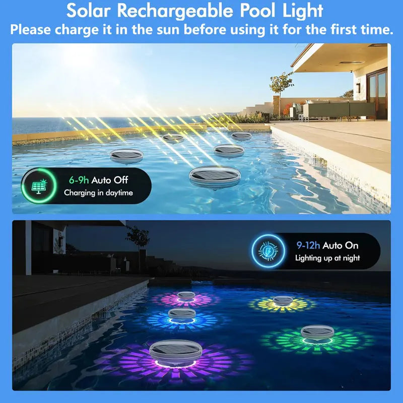 Esjay Lighting | Solar Floating Pool Light, comes with Remote Control, Modes 9 Lighting Modes, Timing Mode IP67 Waterproof for Pool Party